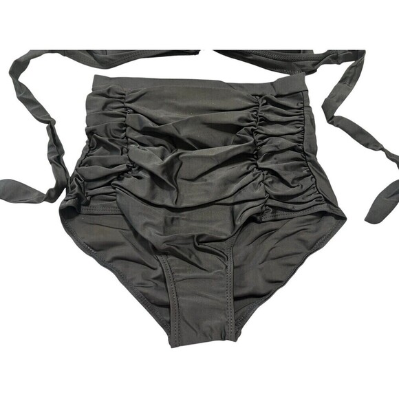 Simplicity 2 Piece Swimsuit Womens Medium Topic Halter Pinup Black - Picture 3 of 8